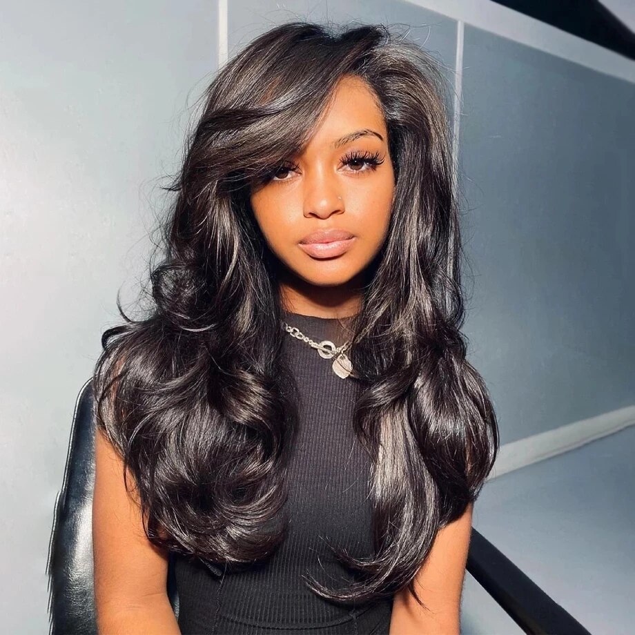 Long Body Wavy Lace Front Wig Soft Hair Synthetic Wigs For Women Black Preplucked Middle Part With Baby Hair Cosplay Bleach Knot