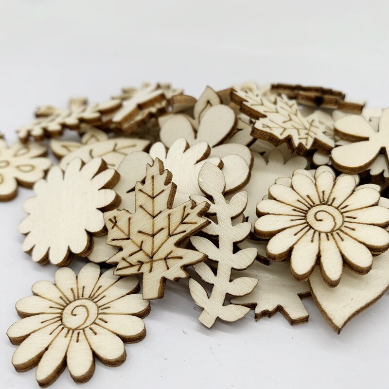 Unfinished Wood Flower Leaf Cutouts Embellishments Wooden Pieces Ready To Paint or Decorate for Wood Craft and DIY Projects
