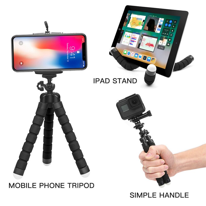 Mini Tripod Portable Flexible Sponge Octopus Stand Mount Sponge Octopus Tripod Smartphone Camera Holder Clip Stand Tripod