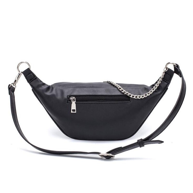 REPRCLA Fanny Pack Waist Bag PU Leather Belt Chest Bag with Chain Women Shoulder Bags