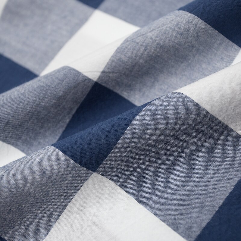 Waschen Reiner Baumwolle 100% Stoff für Bettwäsche Decke Abgedeckt Kleidung Shirt Netz gestreift Plaid Tuch Brokat NäHenne Diy 50x250cm: dunkel Blau Gitter