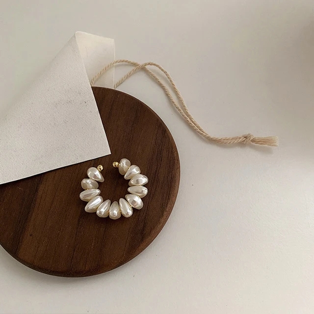 Boucles d'oreilles à Clip en perles Double couche pour femmes et filles, nouvelle coréenne, Clip de manchette d'oreille en Zircon de luxe sans piercing, bijoux