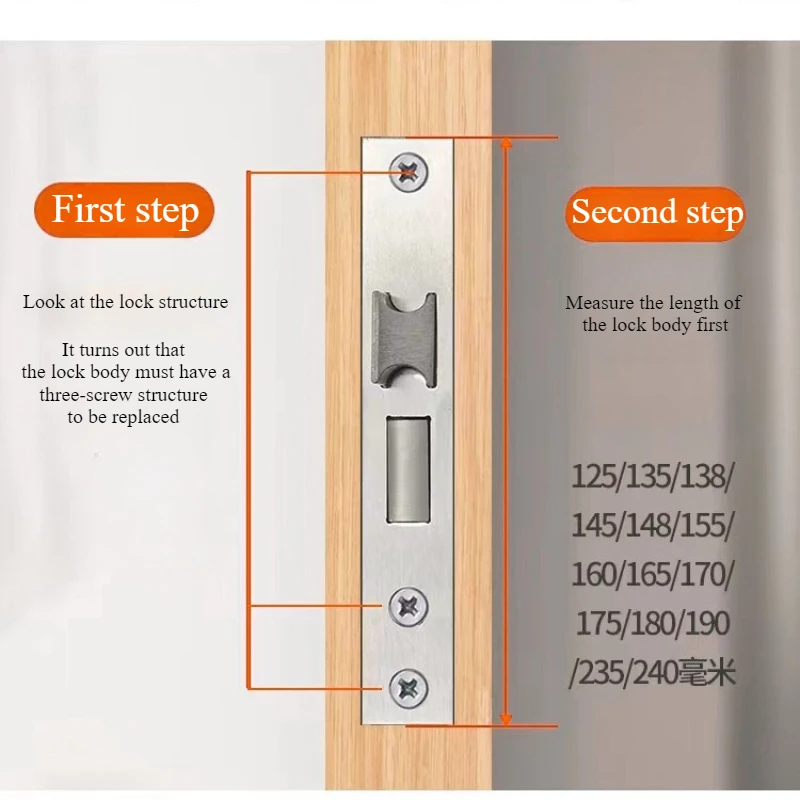Silencioso Interior fechadura da porta de madeira, Reverse Lift Lock Body, Light Spring Room, 58 Rolamento Magnético, Tamanho 50, Heavy Spring
