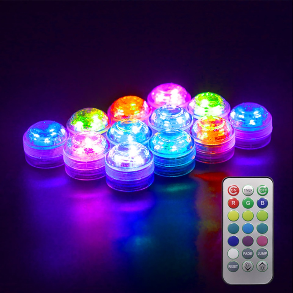 Battery Operated RGB Submersible LED Underwater Light Night Lamp for Fish Tank Pond Swimming Pool Wedding Party Vase Bowl
