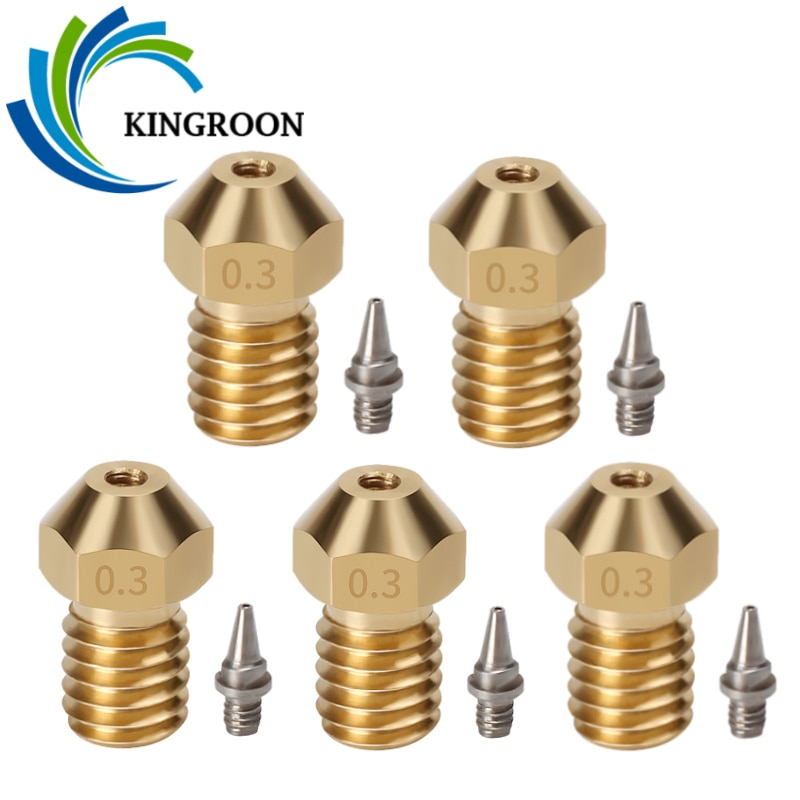 Buse pour imprimante 3d E3D V6 V5, 4 pièces, embout fileté M6 0.2 0.3 0.4 0.5mm embouts amovibles en acier inoxydable pour filament 1.75mm
