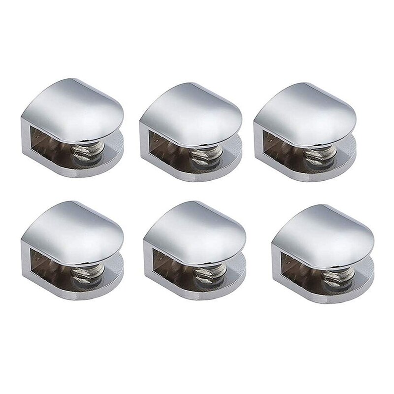 6 PCS Adjustable Glass Clamps 6 mm Glass Bracket Zinc Alloy Glass Shelves Holder Glass Clip for Bathroom Kitchen