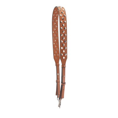 PU Rivet Wide Crossbody Bag Strap For Women PU Adjustable Long Handbag Belt Female Metal Replacement Shoulder Bag Strap: Brown (Silver)