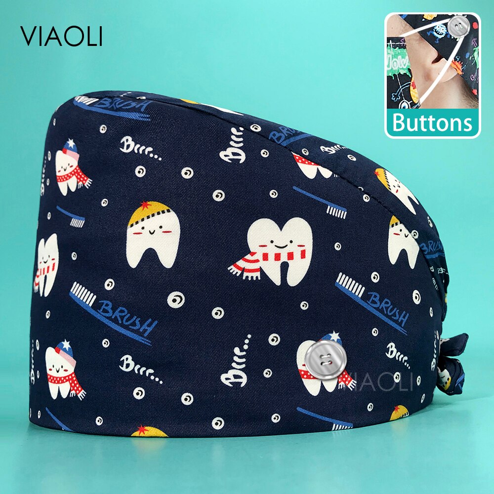 Cartoon Printing Verstelbare Scrub Cap Schoonheidssalon Verpleging Cap Laboratorium Werk Cap Pet Shop Sanitaire Dragen Scrub Cap Unisex: 22151