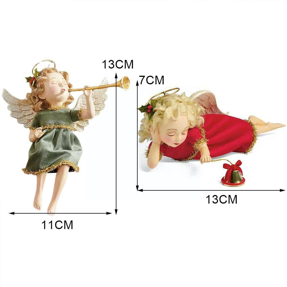 Christmas Angel Resin Garden Decor Christmas Cherub Girl A Angel Christmas Ornaments Home Sitting Trumpet Blowing Year