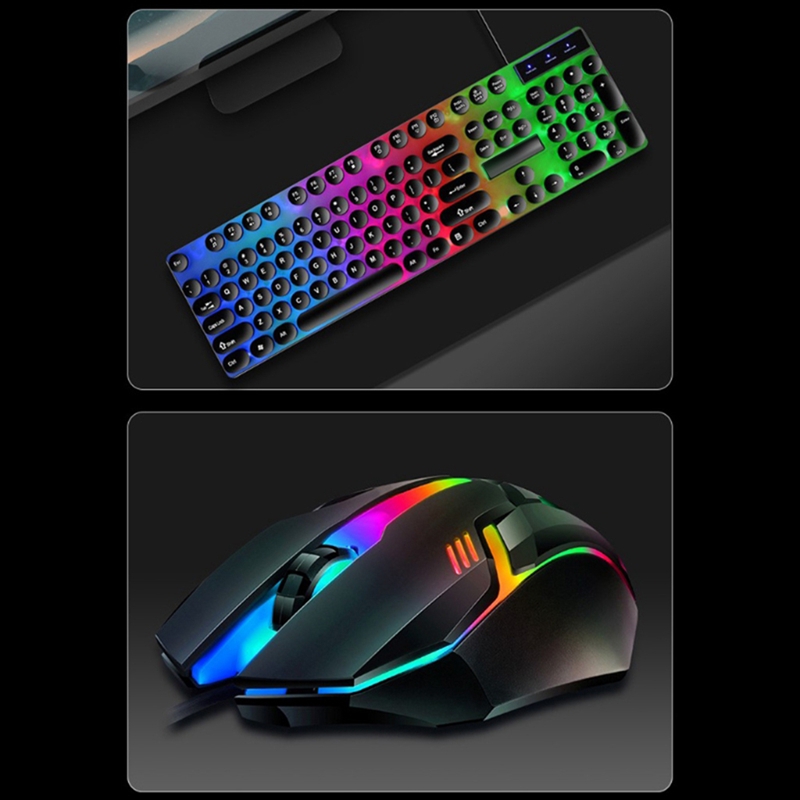 4 in 1 Keyboards Gaming Mouse &amp; RGB Headphones Wired Mechanical Keyboard Mouse Headset Kit for Laptop Computer