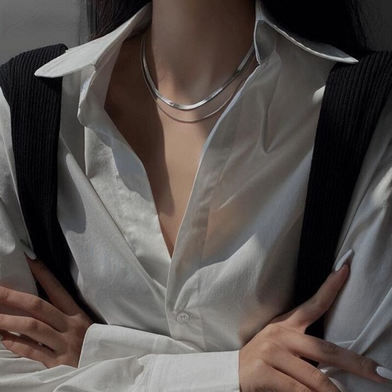 Fijne 925 Sterling Zilveren Platte Slang Ketting Ketting Set Sieraden Voor Mannen Vrouwen Charmes Bruiloft Mode Valentijnsdag