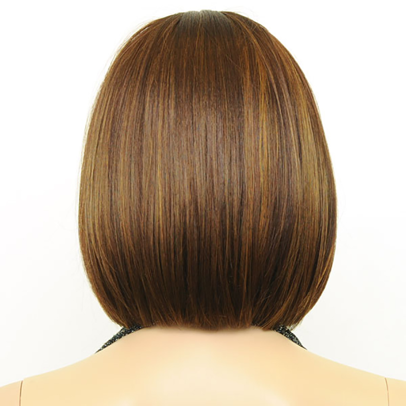 Hairjoy kvinnor syntetiskt hår peruk snygg lugg brun blandad kort rak peruk 3 färger tillgängliga