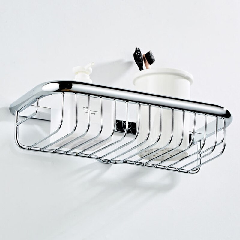 Badeværelse hylde shampoo holder bad opbevaring bad væg hylder krom rektangel kobber hylde badeværelse hardware  el21c
