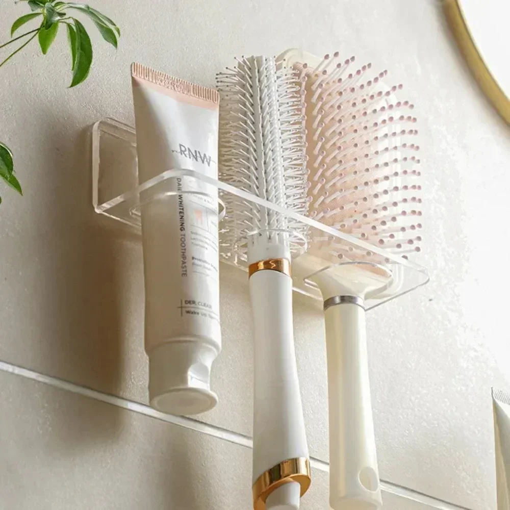 Organizer Acrylic Storage Comb HolderShelf Clear Transparent Wall-Mounted Hair Brushes Rack Bathroom Accessories Home Shelves