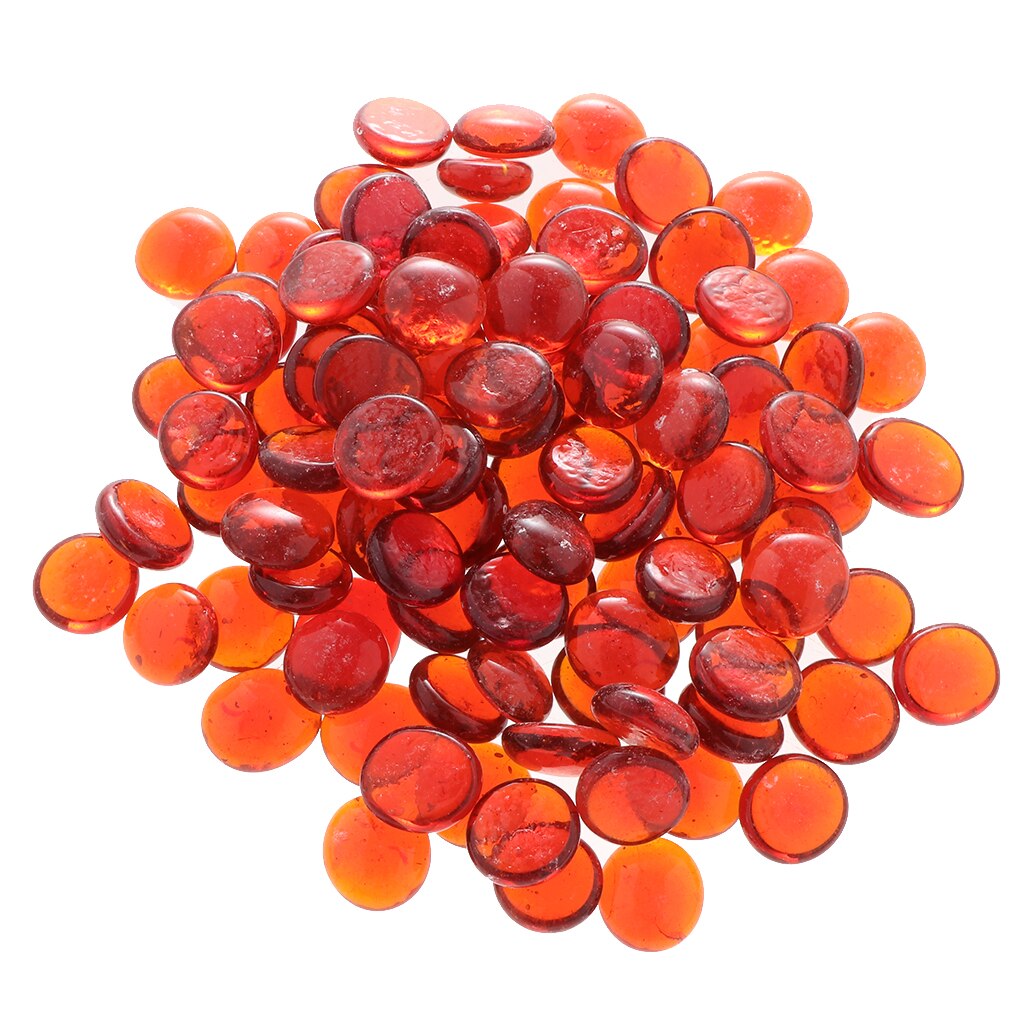 100 st glasvasfyllmedel, platta kulor, stenpärla för mittstycken, dekorativa glaspärlor, glaspärlor, orange