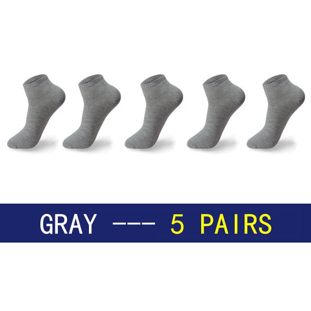 Chaussettes courtes grandes tailles en coton pour homme, décontractées, respirantes, pour chaussures bateaux, estivales, lot de 5 paires: GRAY / Eu39-43 Us6.5-9