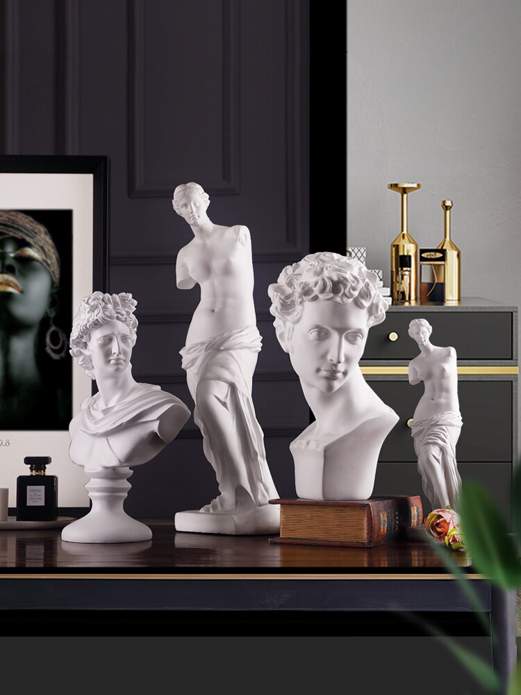 Statue de tête de personnage en plâtre, décoration douce pour maison, modèle de chambre, ornement de bureau à la