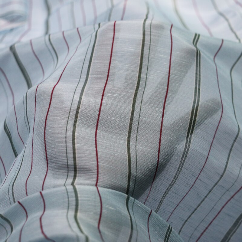 Tela Vintage de seda Natural para vestido, 50cm x 140cm, a rayas, azul