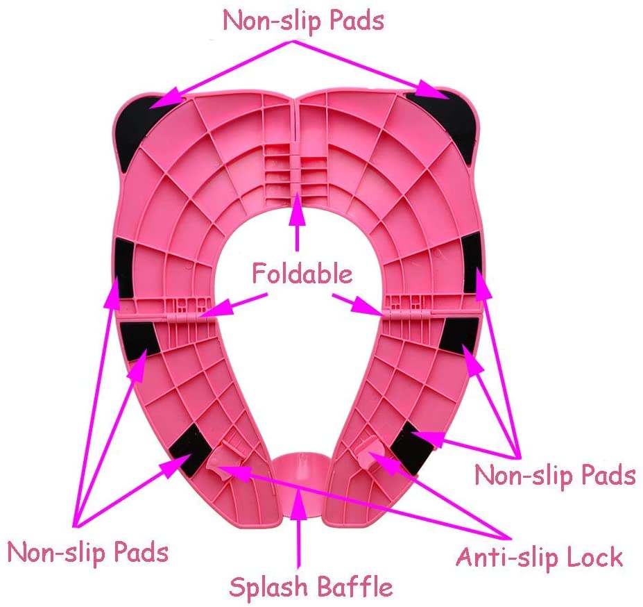 Toilettræningssæde bærbart toiletsæde til småbørn pp-materiale med bæretaske og 10 pakker engangs-toiletsædebetræk (pink)