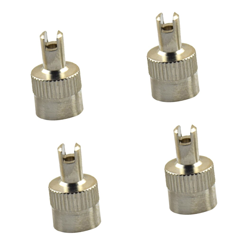 4Pcs Replacement Motorcyle Car Slotted Head Valve Stem Caps & Remover Tool