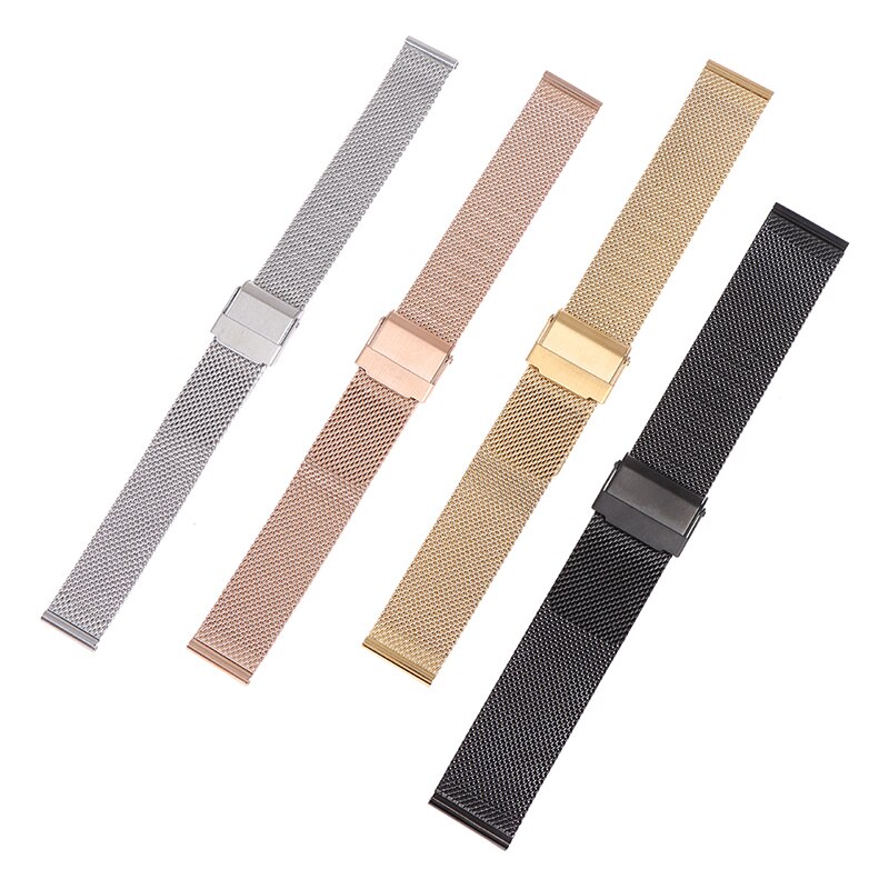 14mm 16mm 18mm 20mm milan net riemhorloge met roestvrijstalen band, webbing polsband voor mannen en vrouwen