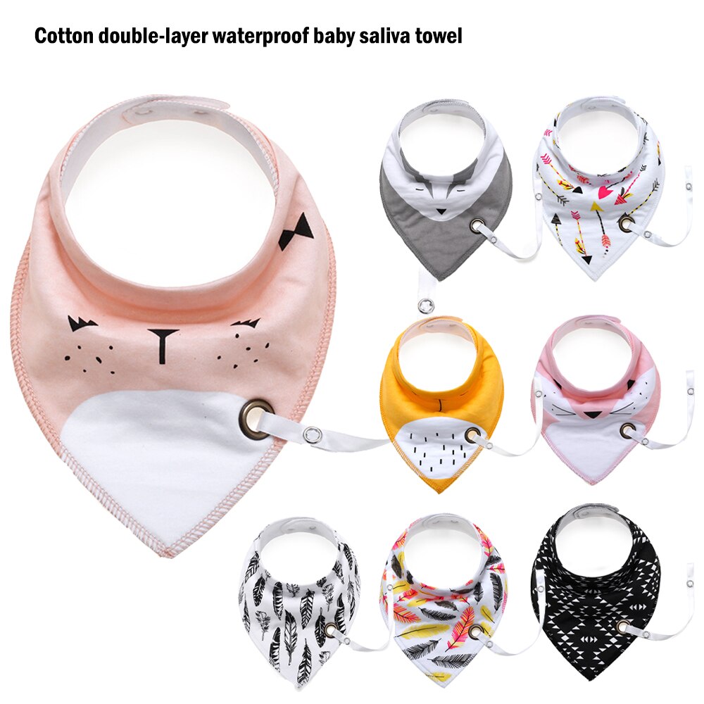 Cotton Soft Baby Infants Bibs with Pacifier Clip Cartoon Pattern Newborn Toddlers Bib Saliva Towel 1PCS