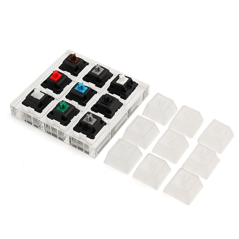 9 Cherry MX Switches Keyboard Tester Kit Clear Keycaps Sampler PCB Mechanical Keyboard Translucent Keycaps Testing Tool