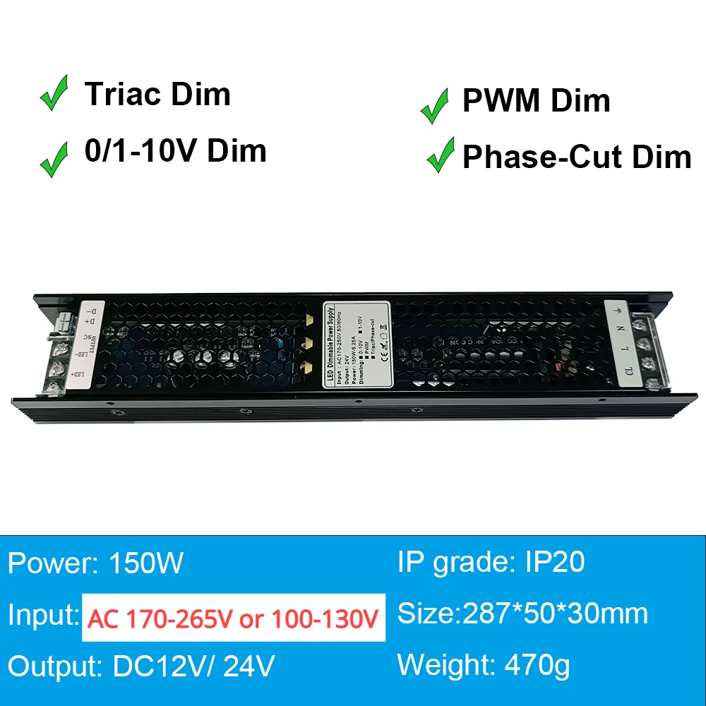 Triac Dimmable Led Driver 24V 12V Dimmable Power Supply 60W 100W 150W 200W 250W 300W Transformer 220v 24v Dimmable Led: Blue / 12V / 1W
