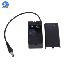 9V PP3 Battery Holder Box Case with Wire Lead ON/OFF Switch Portable Battey Pack Cover + DC 2.1mm Plug