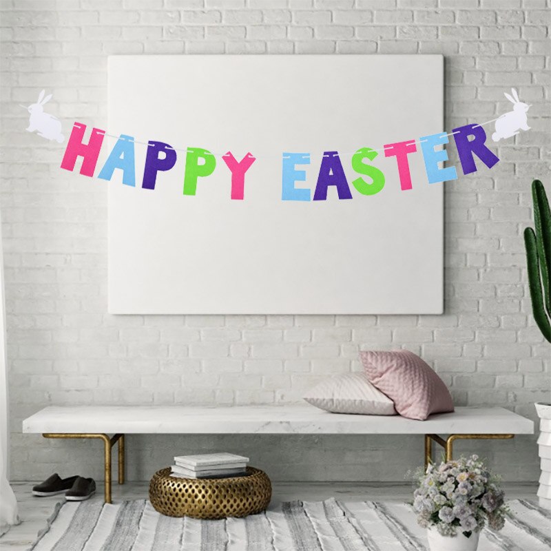 Happy Easter Letter bunting Paper Banner Hanging Garland Flags Easter Decorations Party Favors Photo Prop Festival Supplies