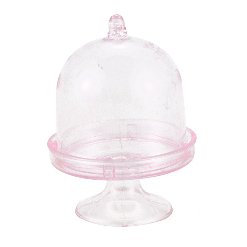 12x Mini Cake Stand Cupcake box Wedding Party Plastic Candy Box Pink: Pink