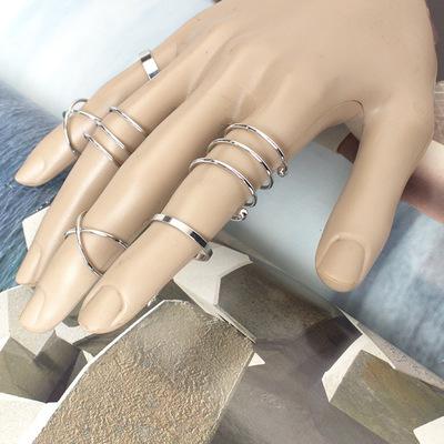 Conjuntos de anillos coreanos para mujer, joyería Pop sencilla, anillos de oro a la , de mujeres: Silver