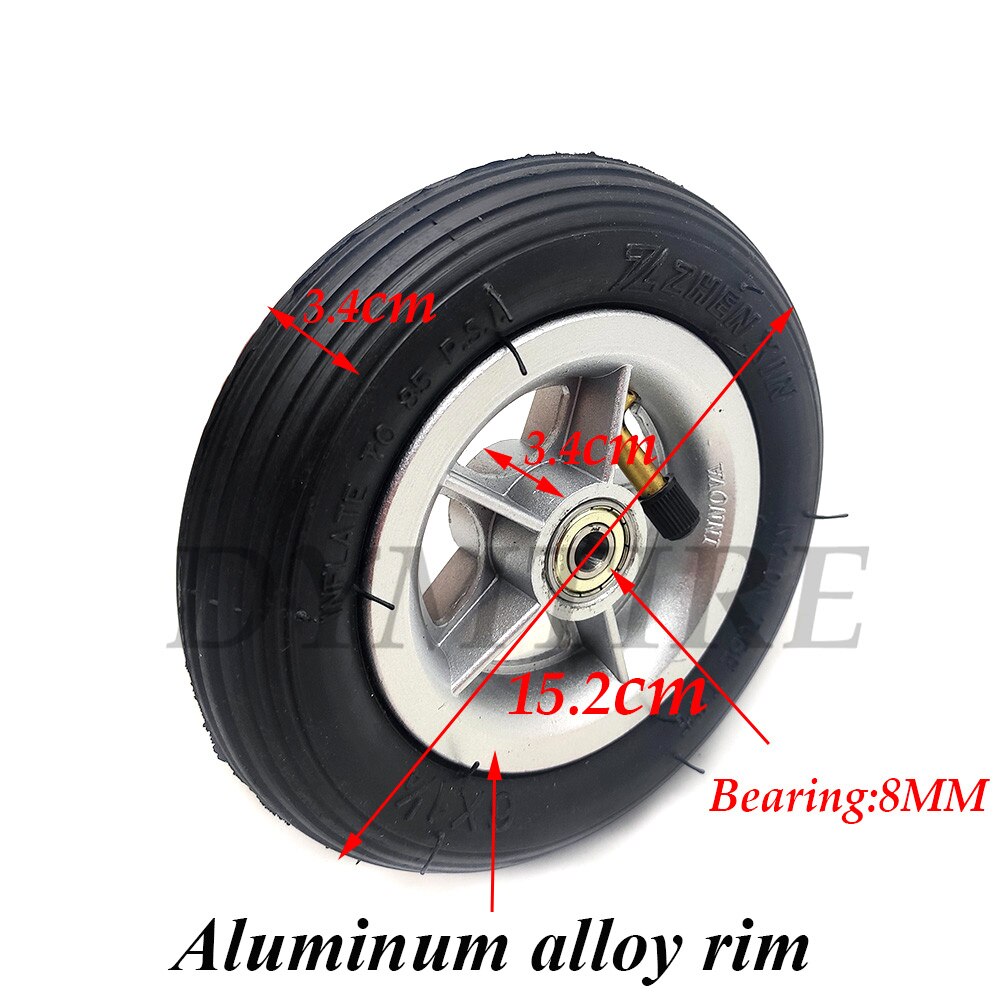 6x1 1/4 Wheel 6 Inch Pneumatic Tire Inner Tube with Aluminum Rim for Gas Electric Scooters Folding E-Bike