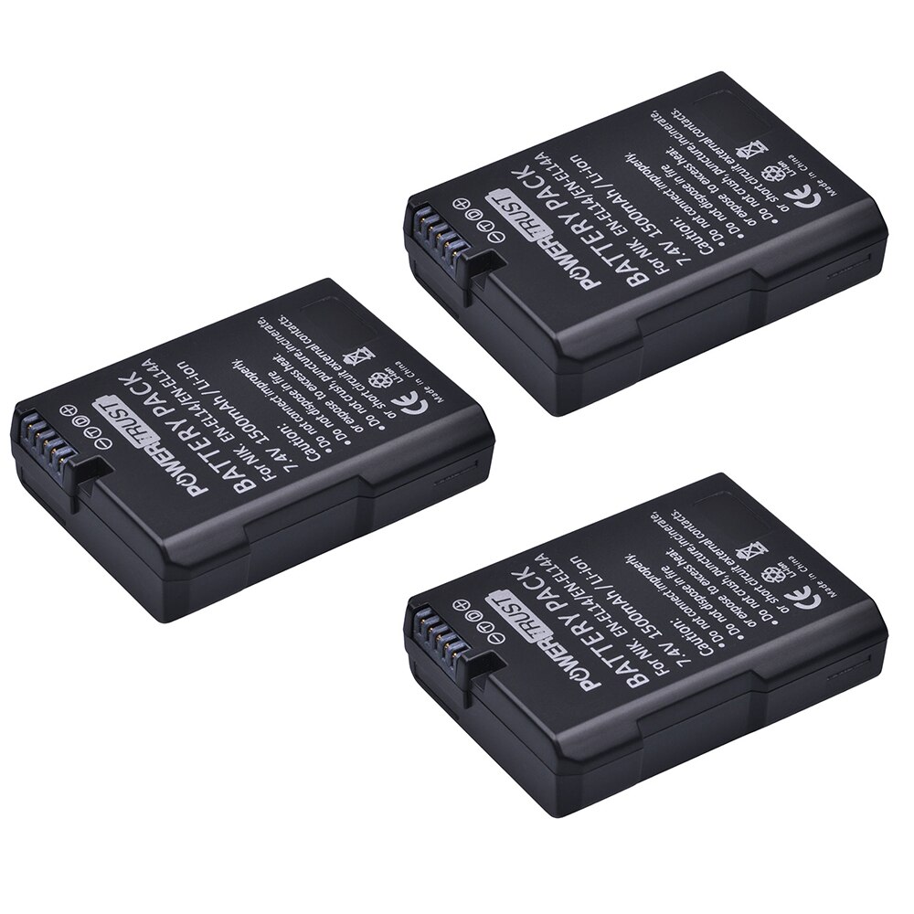 1pc 1500 mah en -el14 en-el14a og  el14 batteri til nikon  d90 d300 d5300 d5200 d5100 d3300 d3200 d3100 til coolpix  p7100 p7200: 3 batterier