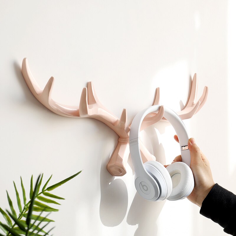 Cuerno de ciervo de resina para colgar en la pared, gancho para llaves, toalla, bolso de mano, soporte para dormitorio, decoración del hogar, colgadores para puerta, gancho para colgar