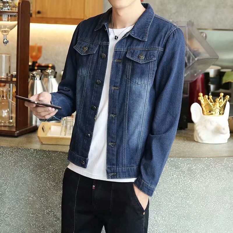 Men's Autumn winter Denim Jacket Men's Casual Slim Denim Jacket And Coats Solid Color Cowboy Jackets