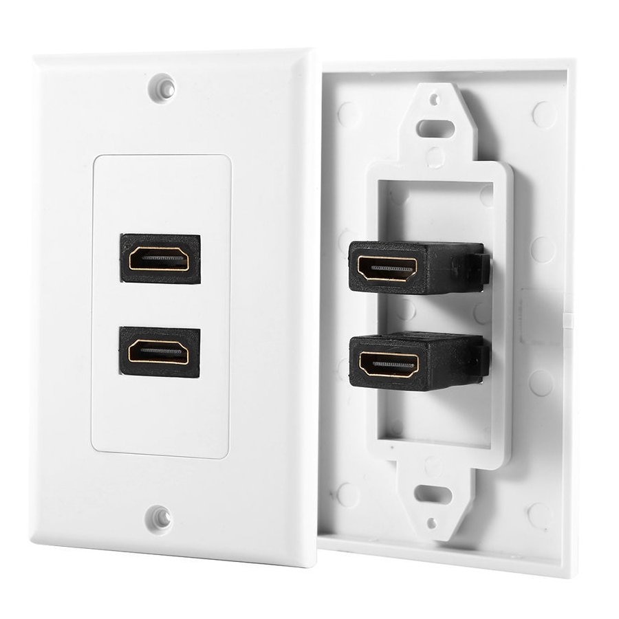 HDMI 2-Ports Wall Face Plate Panel Outlet 1080p Cover Coupler Socket: Default Title