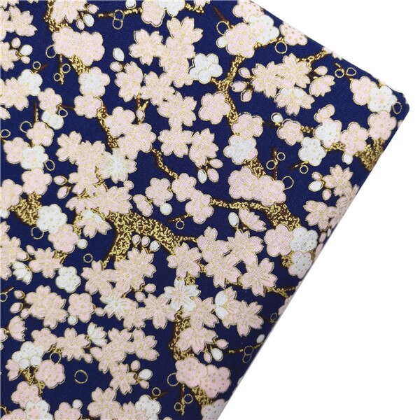 Mantel para coser DIY, colchas hechas a mano, decoración de algodón para el hogar, estampado reactivo de satén, estilo bronce, flor de ciruela, tela de gatos: 45x45cm 1pc / NO.7
