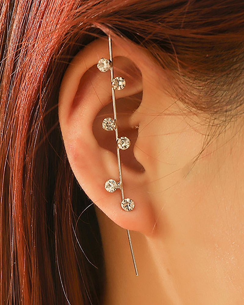Nuevos pendientes de gancho sobre orugas con aguja para oreja para mujer, pendientes de perforación de circonio con incrustaciones de cobre Diagonal de aurícula envolvente/1 ud.: COLOR ORO ROSADO
