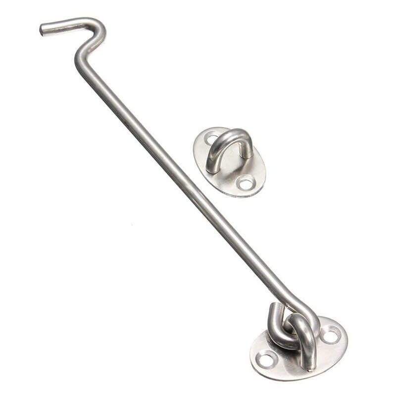 Stainless Steel Heavy Duty Cabin Hook And Eye Lock For Shed, Gate Or Garage Door (200 Mm/8 Inch)