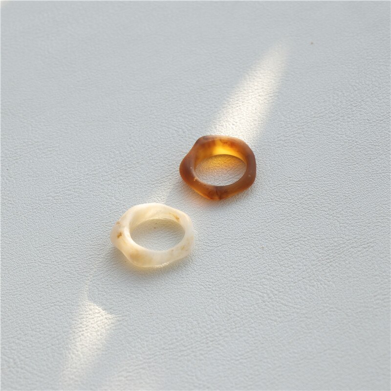 AOMU – ensemble de bagues en résine pour femmes, 4 pièces, rétro, Chic, léopard, acrylique, fête, empilées, bijoux, accessoires, ,: 2 Frosted