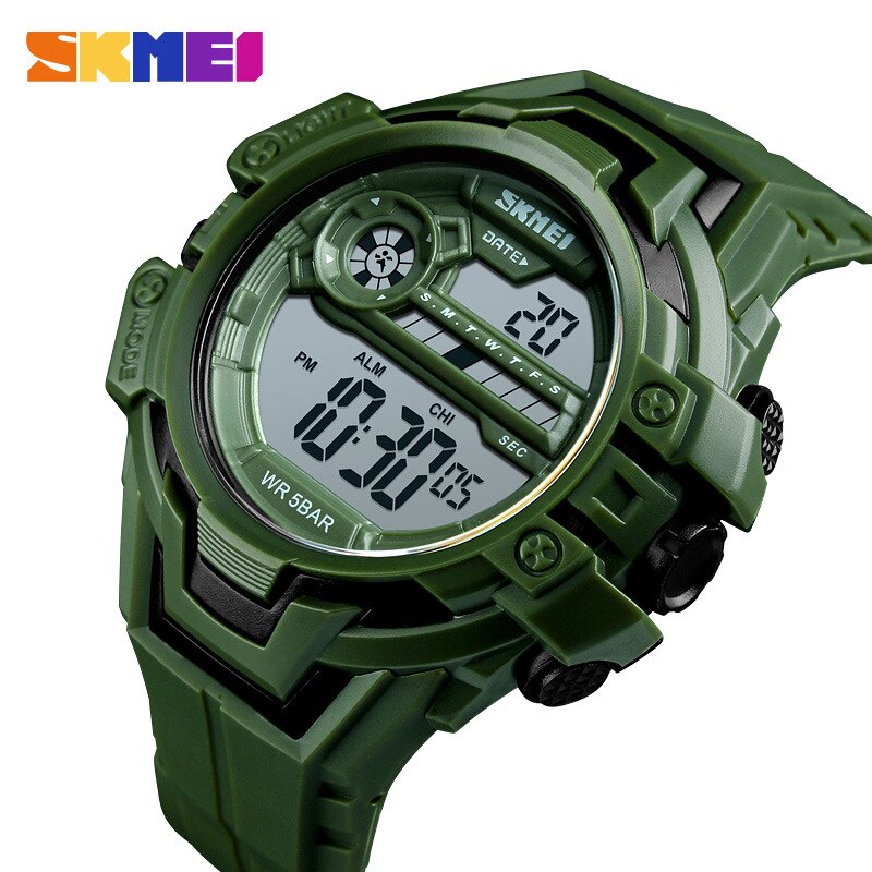 SKMEI1383 Mannen Elektronische Sport Horloge Japan Beweging Multifunctionele Outdoor Sport Lijm Horloge