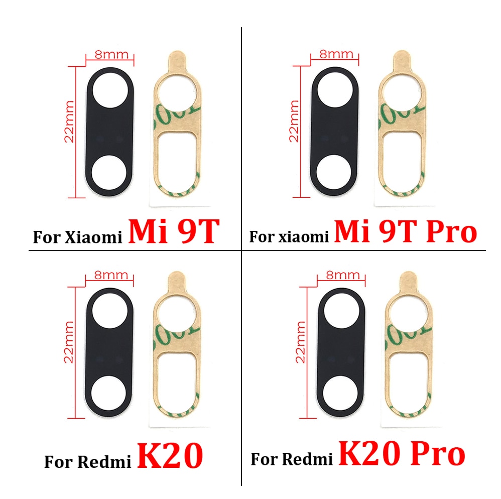 2 Stks/partij, voor Xiaomi Redmi K20 / K20 Pro Back Rear Camera Glazen Lens Met Lijm Voor Xiaomi Mi 9T Pro camera Glas Lens