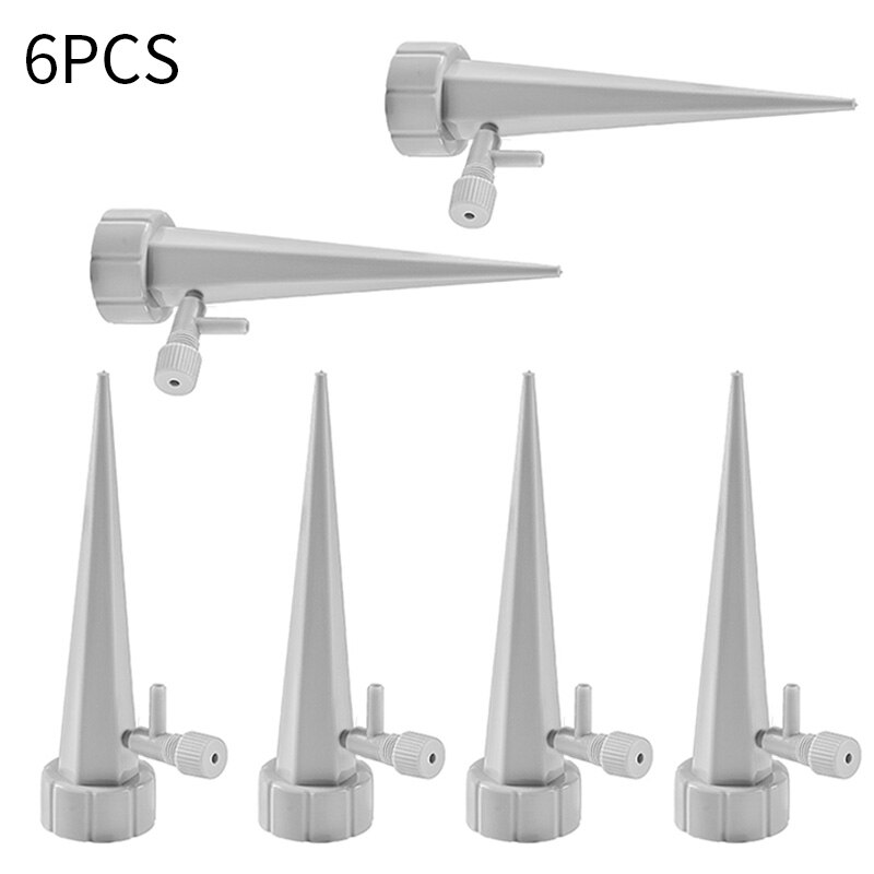 Auto Drip Irrigation Watering System Dripper Spike Kits Garden Household Plant Flower Automatic Waterer Tools: gre y  6pcs