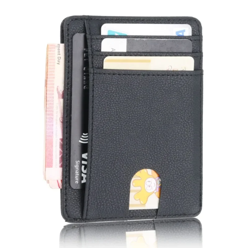 Portfel blokujący RFID Pokrowiec na wizytówki do etui Super cienkie męskie skórzane etui na karty kredytowe Portfel podróżny na karty Minimalistyczny portfel