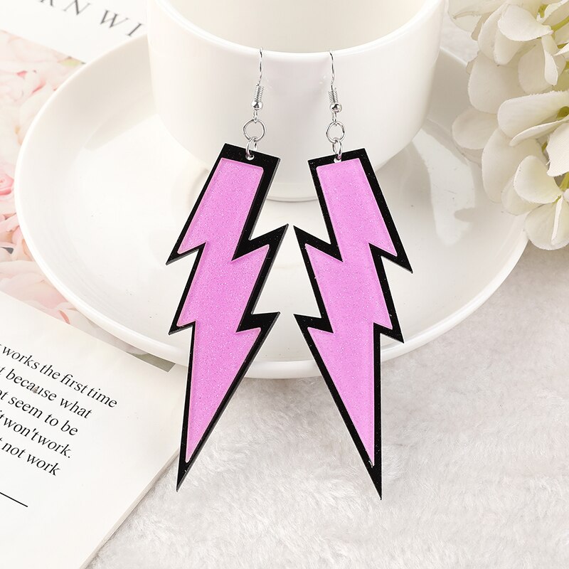 1 paar Blitz Reize Kreative Acryl Bunte Frau Baumeln Ohrringe Tropfen Ohrringe Für Mädchen Geburtstag: Rosa