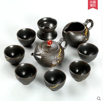 7pcs/10pcs lot Yixing tea set purple ceramic teapot wedding set of tea cups solid wood tea tray tea ceremony on: F9PCS