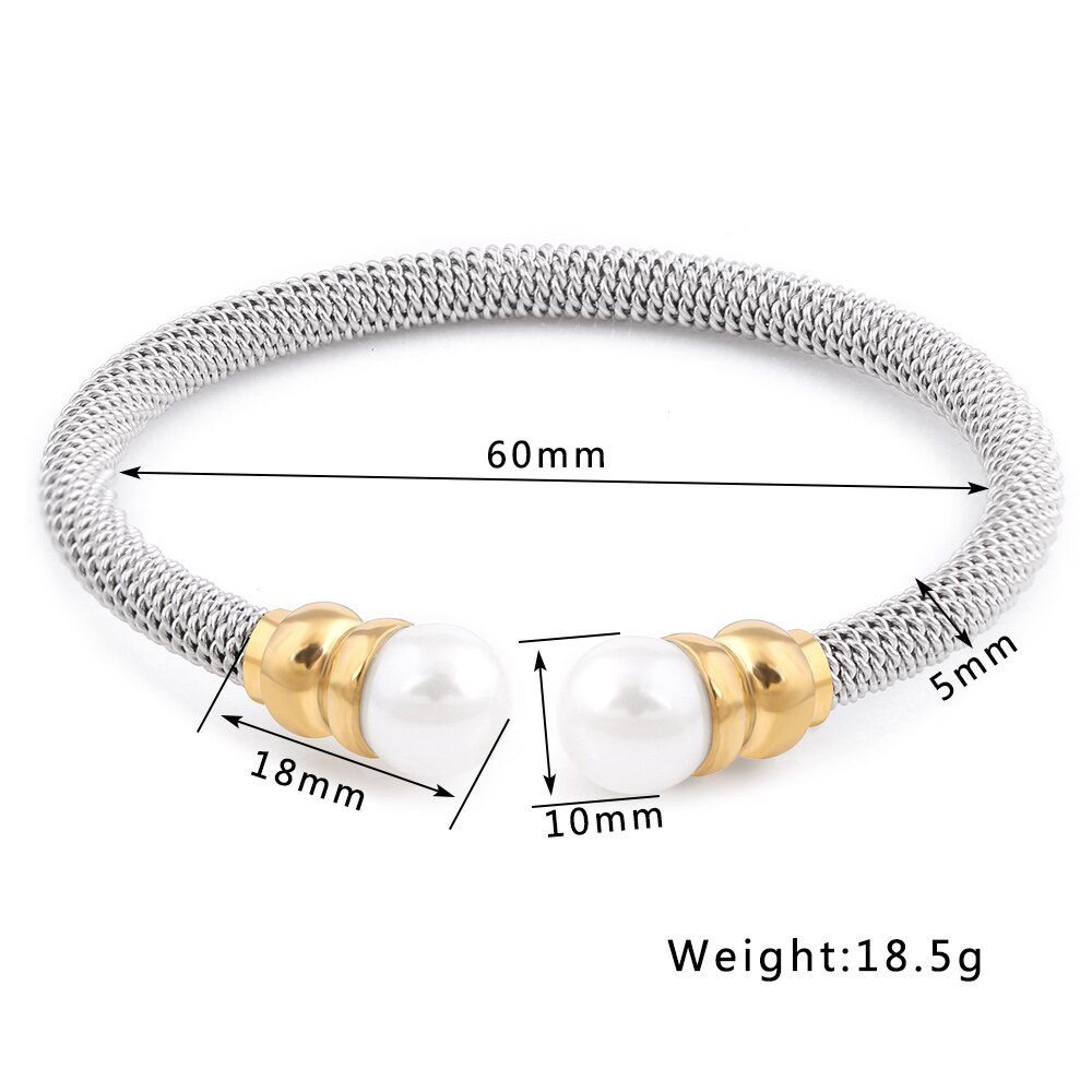 Neuheiten Edelstahl Armbänder Armreifen Glatte Stahl verdrehte Draht Armbinde Perle Charme Armreif Zubehör Für Frauen