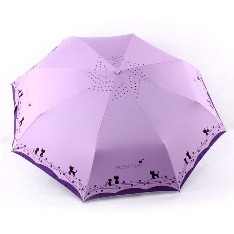Bloemen En Kat Paraplu Regen Vrouwen Winddicht Ultralight Zon Regen Automatische Opvouwbare Paraplu Dame Paraplu Parasol: purple