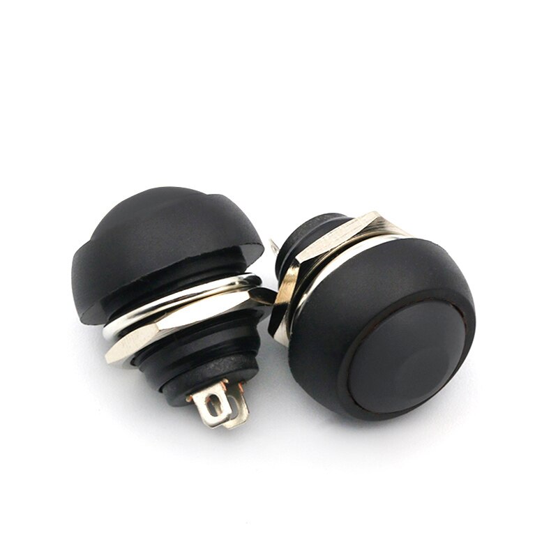 12Mm PBS-33B Waterdichte Momentary Aan Uit Drukknop Swithch Mini Ronde Schakelaar: Black